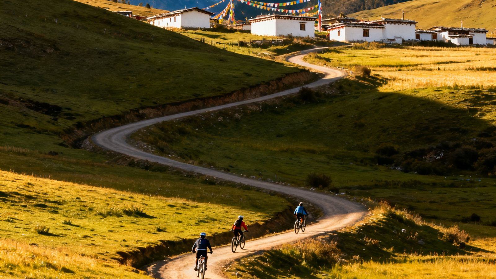 2025年新发布的香格里拉环线山地骑行线路，蜿蜒的山路穿过高原牧场和藏族村落